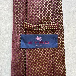 ETRO Green & Burgundy Unique Silk Tie